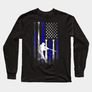 Team American Flag Baseball Player Gift Long Sleeve T-Shirt